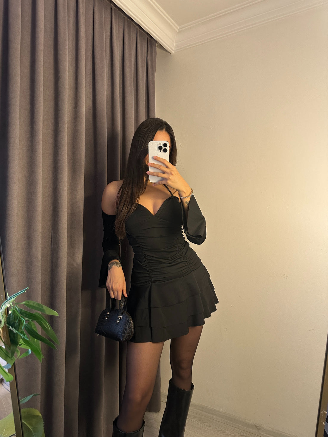 Siyah gionna elbise