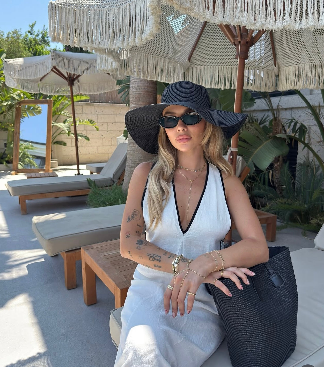 Şili hasır çanta şapka takım