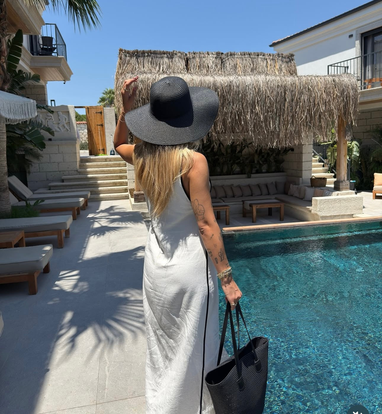 Şili hasır çanta şapka takım