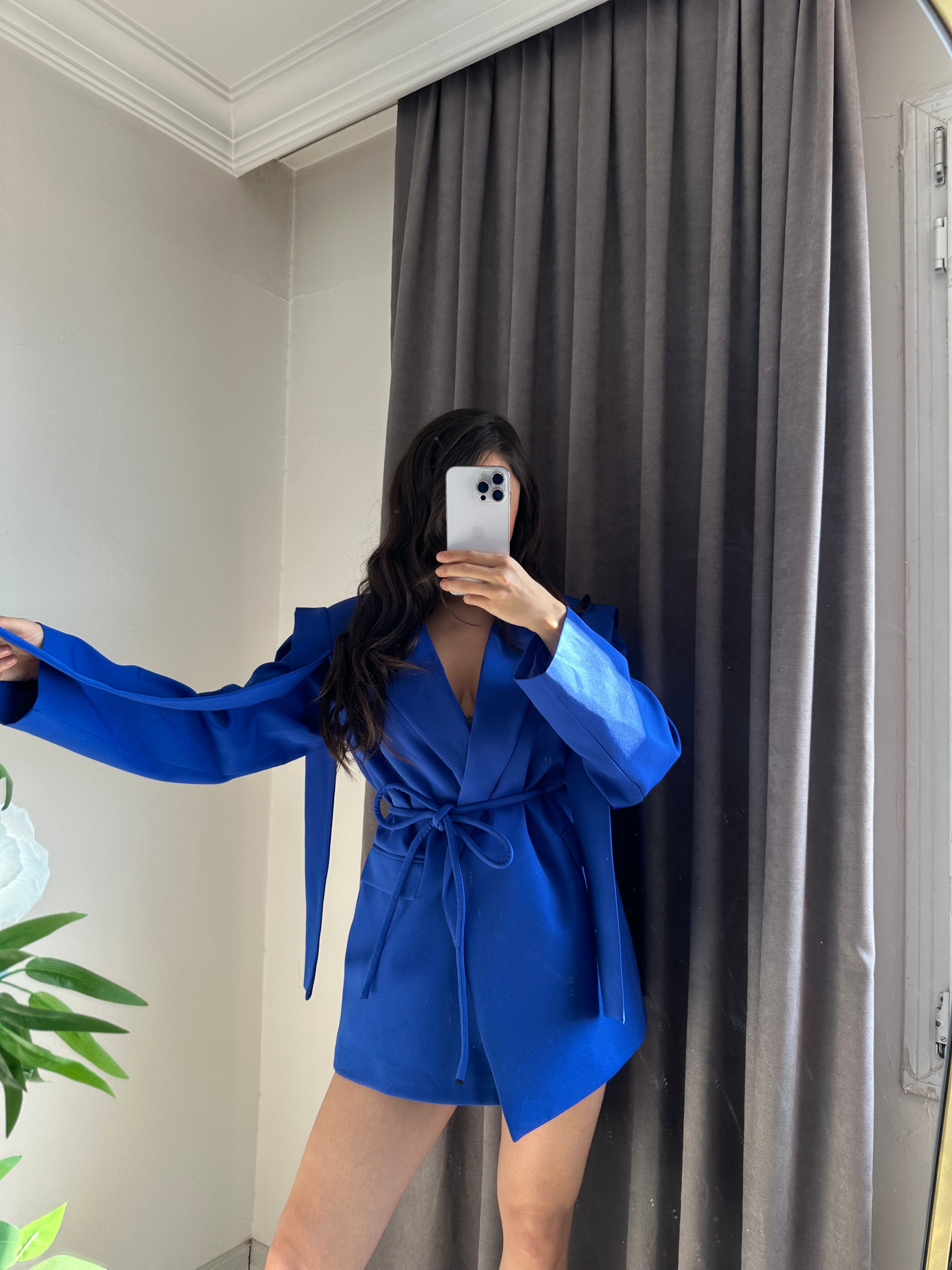 Bella saks mavisi blazer ceket