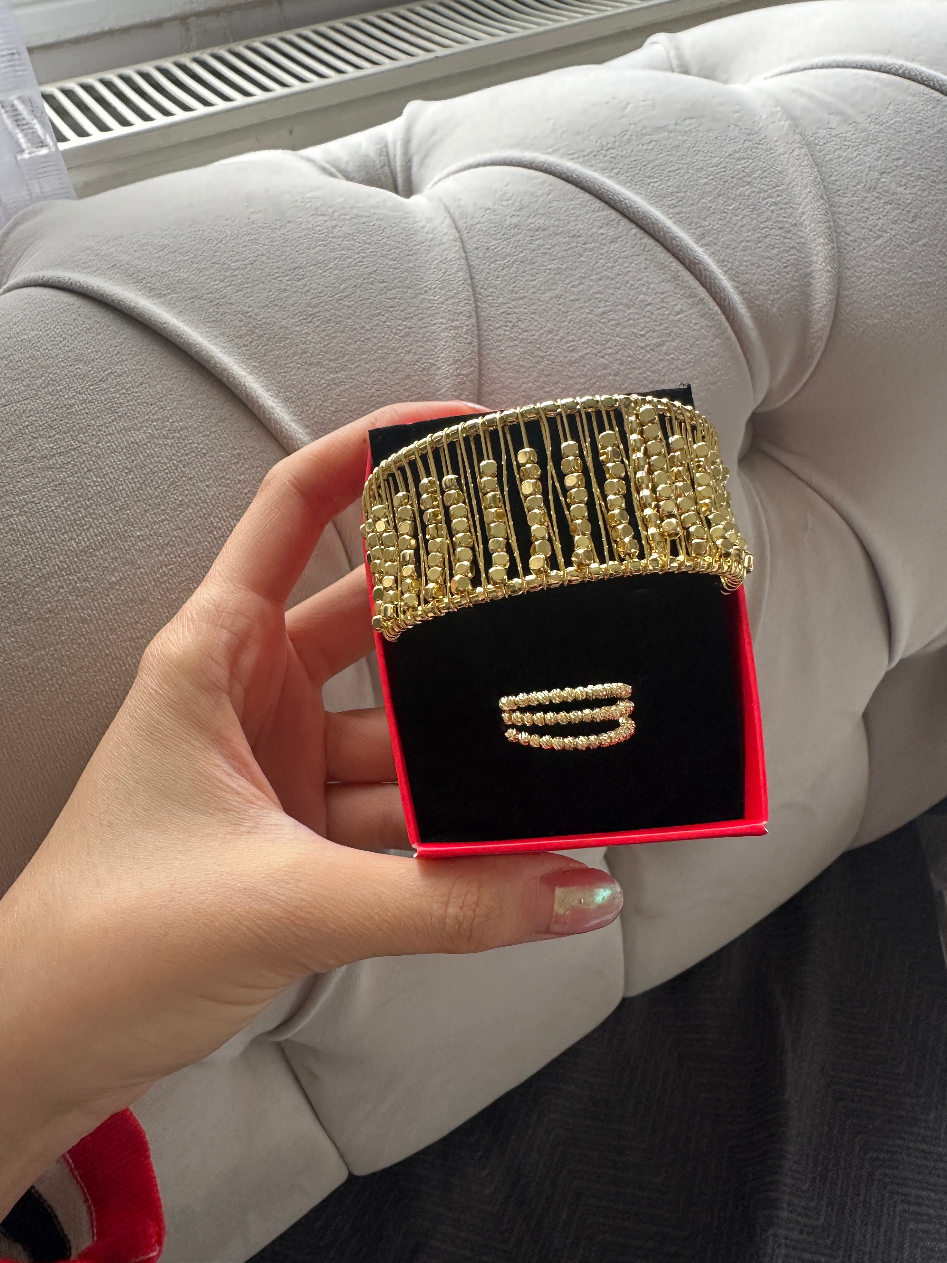 Gold kelepçe yüzük set