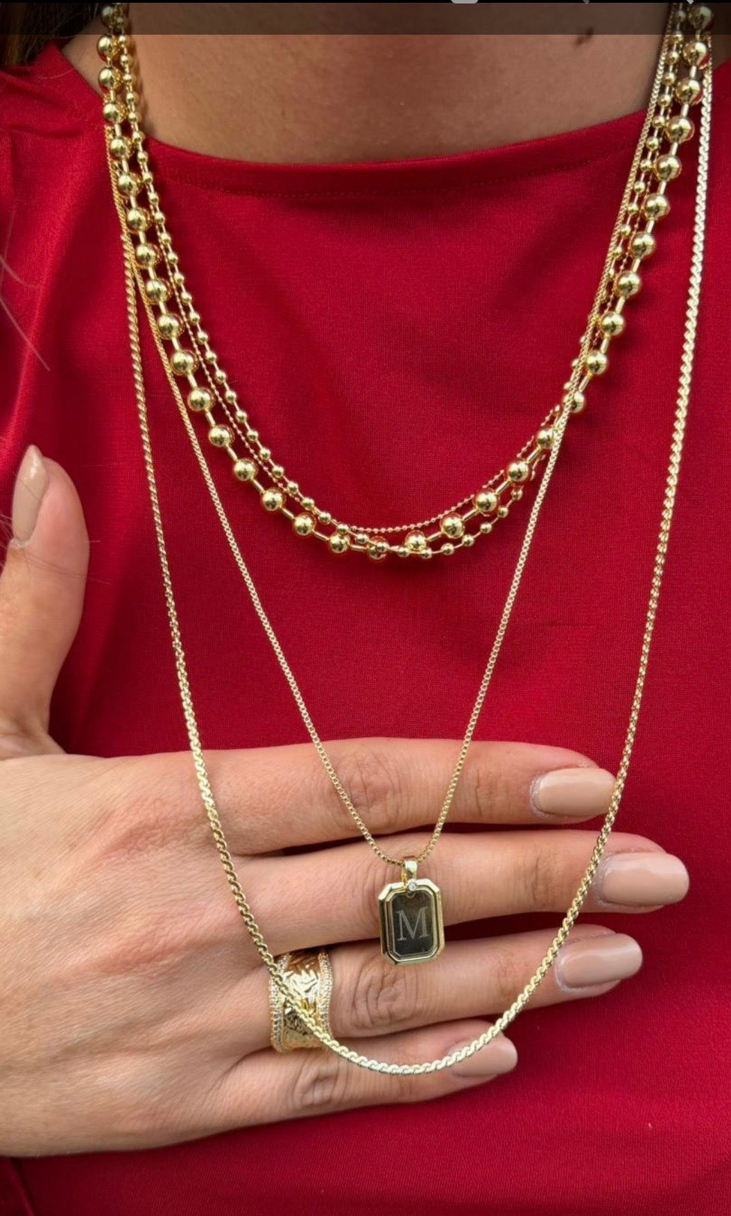 M harfli çelik kolye