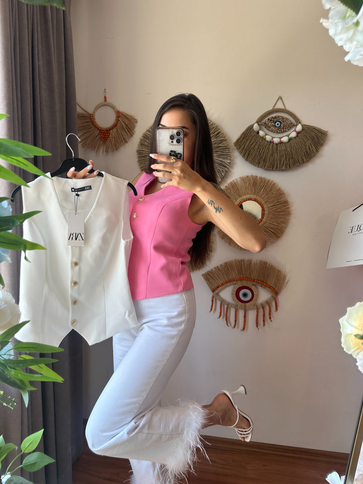 Şila beyaz yelek