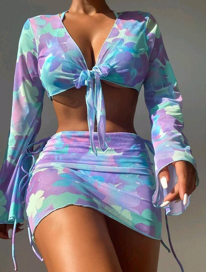 Dörtlü bikini pareo takım